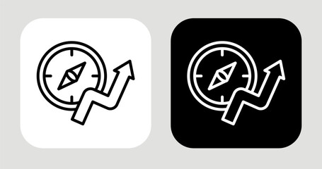 Trend Compass Icon In Black and White Line Style