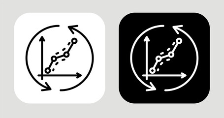 Fototapeta premium Movement Chart Icon In Black and White Line Style