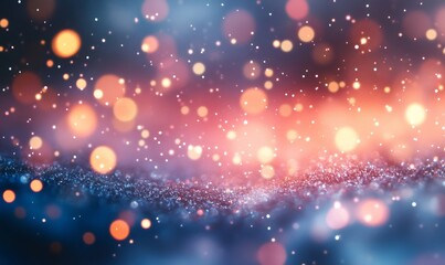 Abstract glitter particles and glowing bokeh lights creating a magical festive background, ideal for holiday and celebration themes