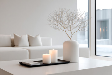 scandinavian winter decor, chic nordic winter decor with simple tree and candles