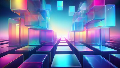 abstract transparent cubes in bright space