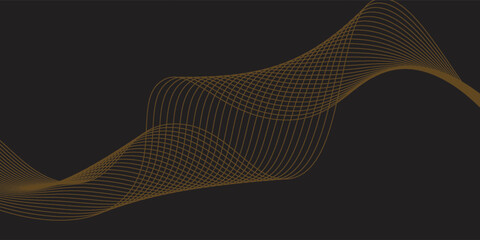 Fototapeta premium Gold abstract waves background. Golden curve lines vector illustration isolated on black. Luxury glitter shiny swirl pattern. Elegant modern fashion design element.