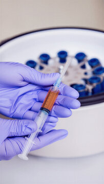 Autologous plasma preparation in aesthetic medicine, syringe injection technique, centrifugation, blood separation, platelet rich plasma concept, biostimulation for skin rejuvenation, hair care