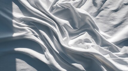 Elegant white fabric with soft drapery and shadow patterns for interior design and texture background