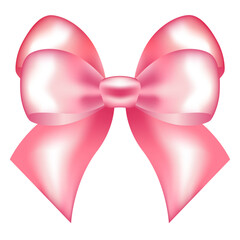 Bright pink bow. Gift wrapping. Beautiful satin ribbon.