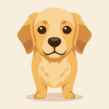 Friendly Golden Retriever Cartoon Icon