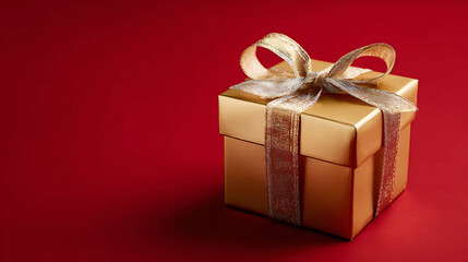 Obraz premium Festive Golden Gift Box for Christmas Advertising
