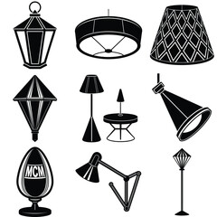 Clean and crisp white minimalist mcm style graphic design element