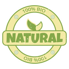 Medallion, sticker, label, badge for bio, natural, eco-friendly products, with planet, globe, leaves, greenery, nature