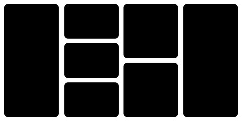 Template photo collage 8 pictures empty style for album, moodboard, bendo graphic design