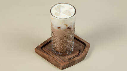 Iced coffee in glass isolated
