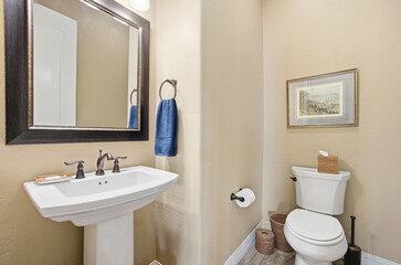 Modern Bathroom With Sleek Fixtures And Decor, Bright And Inviting Small Bathroom With Minimalist Style