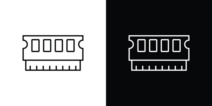 Ram memory icons isolated outline vector icon with editable stroke