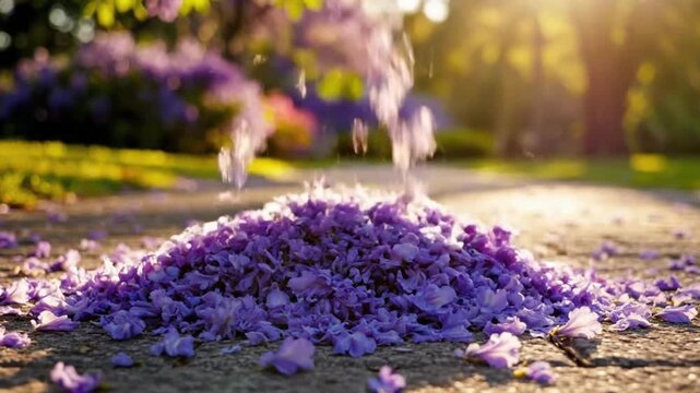 Footage of Jacaranda Petals Falling