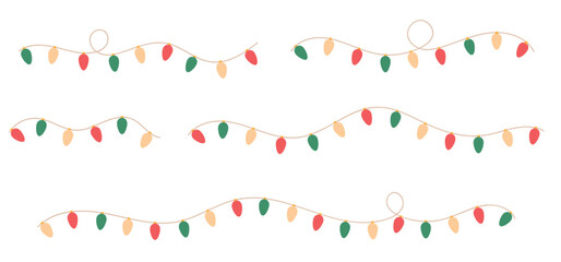 Christmas Lights, Christmas Lights Set, Holiday Lights, Glowing Christmas Lights, Stringed Lights, Festive Decoration, Christmas Decor, Colorful Decoration, Merry Christmas Vector
