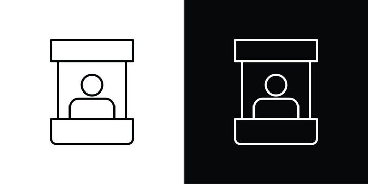 Sales booth icons isolated outline vector icon with editable stroke
