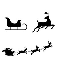 White Background,santa claus sleigh, Christmas illustration 