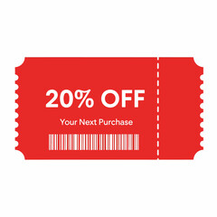 Red Coupon 10% off discount vector