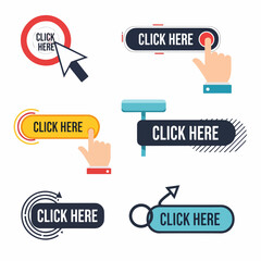 Click here buttons, set of buttons