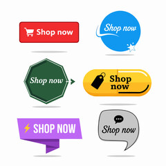 Shop now buttons, set of buttons