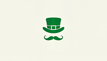 Green hat and mustache illustration on light background
