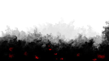 Abstract glowing red and orange particles against a dark background