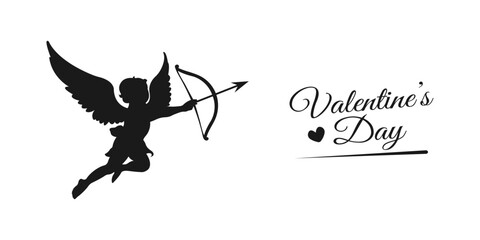 Naklejka premium Valentine's Day greeting card design with cupid illustration.Vector.