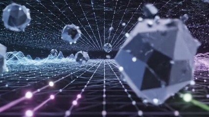 Abstract digital network visualization with data lines and waveforms - Powered by Adobe