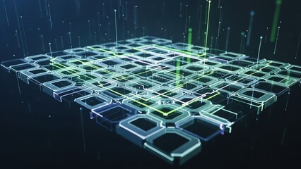 Abstract faceted process matrix network HUD elements template grid platform