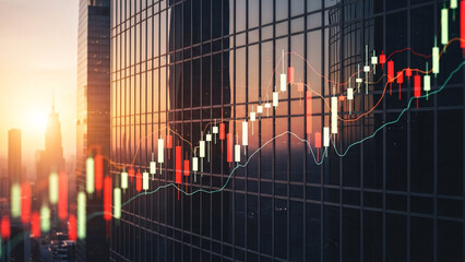 Global Stock Market Growth Chart and Business Data Visualization Futuristic Finance Technology and World Map Loop