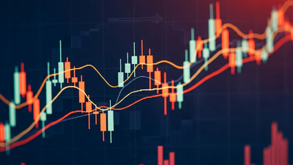 Global Stock Market Growth Chart and Business Data Visualization Futuristic Finance Technology and World Map Loop