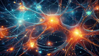 abstract representation of neural networks illustrating the complex connectivity of neurons utilizing digital circuitry patterns and highlighting innovation in artificial intelligence