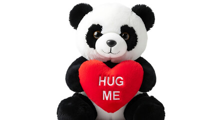 Plush Panda Toy Holding a Red Heart with Hug Me Text plush toy teddy bear
