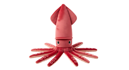 Plush Pink Squid Toy with Tentacles and White Spots on Black Background octopus cephalopod