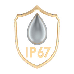 IP67 waterproof protection shield icon. 3D rendering