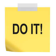 Do It, yellow sticky note. 3D rendering