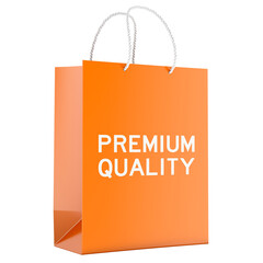 Premium quality, orange shopping bag. 3d rendering