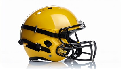 yellow and black football helmet with facemask isolated on white background