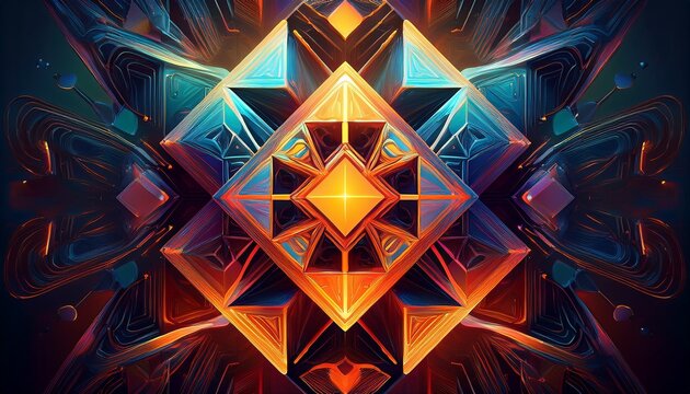 abstract cubic geometric fractal art concept