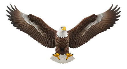 Majestic bald eagle with wings spread wide against a dark background