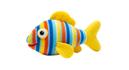 Colorful striped plush fish toy with big eyes