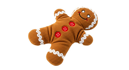 Plush gingerbread man toy with red button decorations