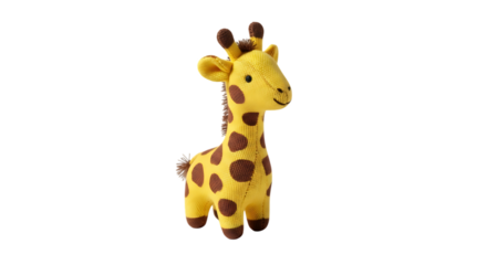 Adorable yellow plush giraffe toy with brown spots