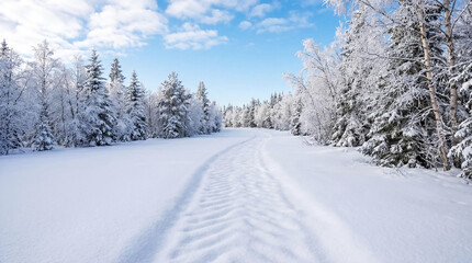 Fototapeta premium Landscape of snow covered road in winter