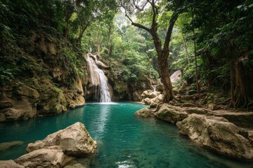 Naklejka premium Waterfall Paradise in Tropical Forest