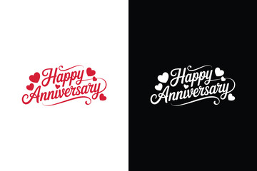 Happy anniversary calligraphy with heart decorations