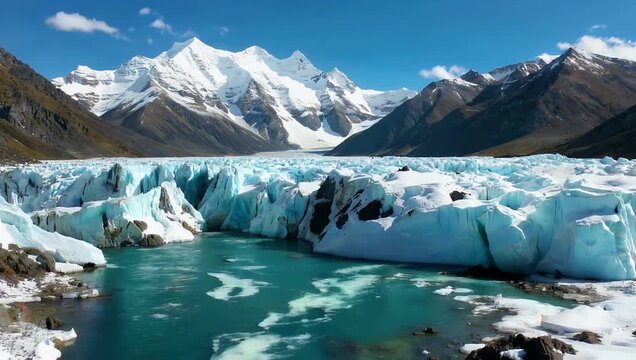 A magnificent high quality 4K stock video of the Laigu Glacier which is a collective term for a group of glaciers located in Ranwu Town Basu County Changdu District Tibet situated close to Ranwu Lake
