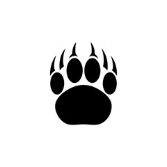 Silhouette of a bear claw footprint on transparent background