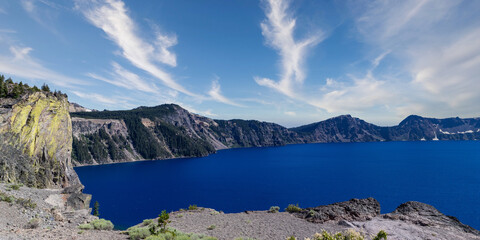 Crater Lake National Park blue sky summer water pano