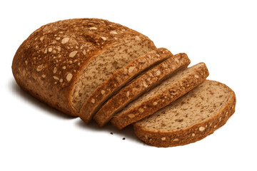 Sliced whole grain bread loaf with seeds, freshly baked, offering nutrition and healthy diet